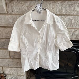 Hannah White Casual Button Down Shirt Large